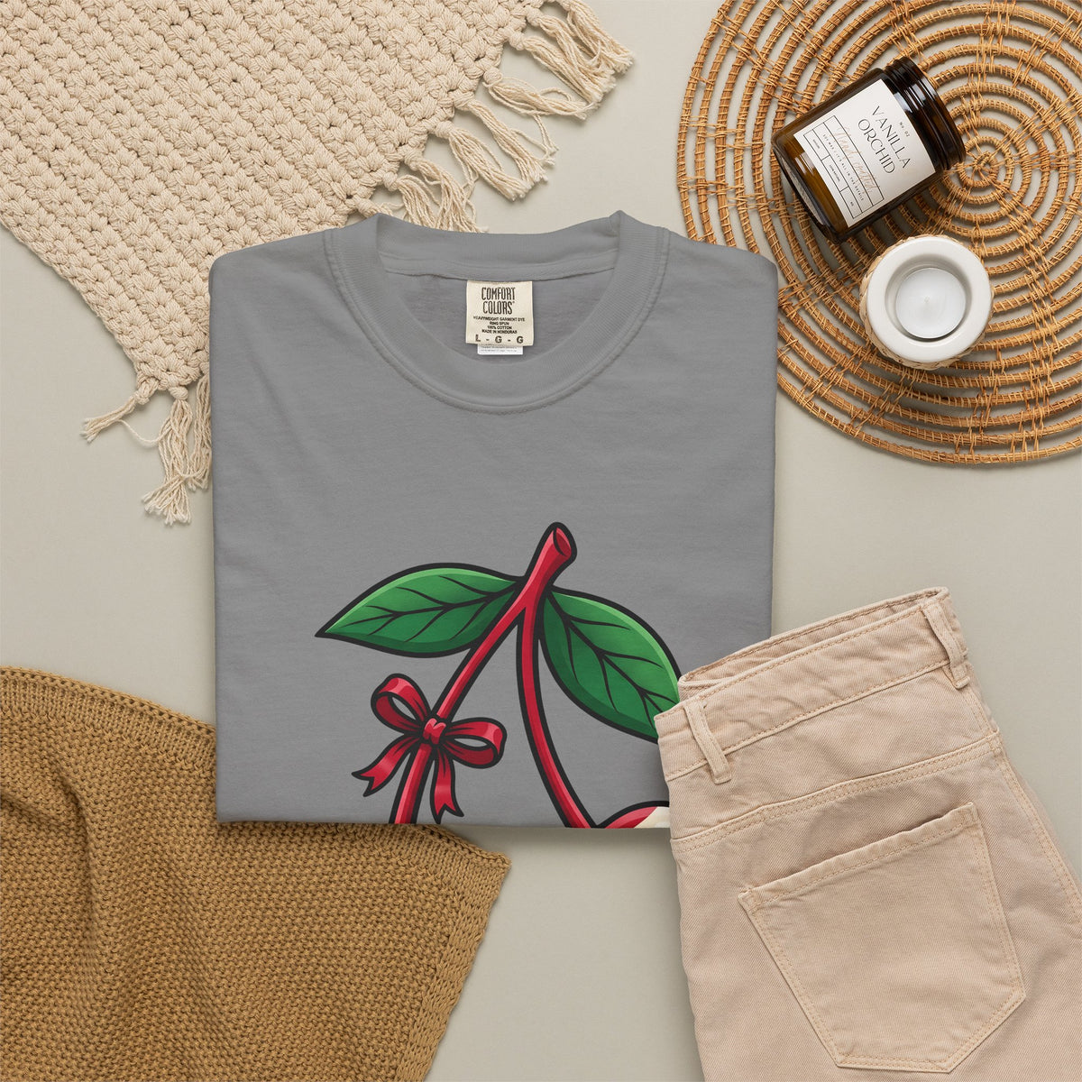 American Cherries 4Th Of July Beach Gift Comic Cherry Independence Day Fan Cartoon Coastal T-Shirt