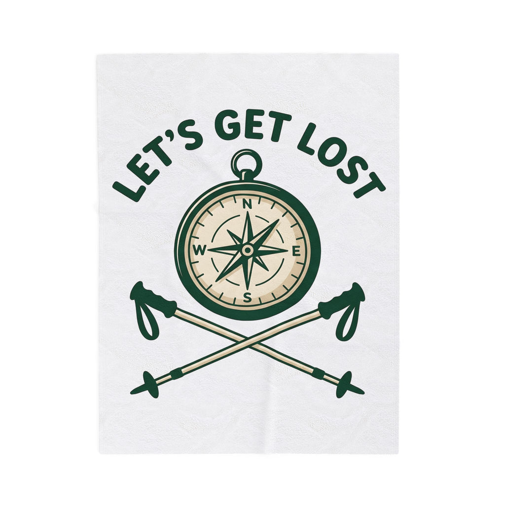 Compass Image Blanket Hiking Outdoors Gift Women Hand Drawn Blanket Navigation Blanket Trekker Enthusiast Illustrated Blanket Nature Graphic Clean