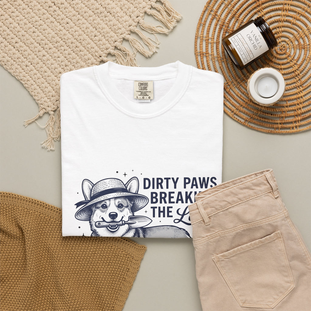 Corgi Canine T-Shirt Dog Horticulture Gift Women Old School T-Shirt Dog T-Shirt Dog Fan Puppy T-Shirt Gardening Graphic Outline Hand Shovel T-Shirt