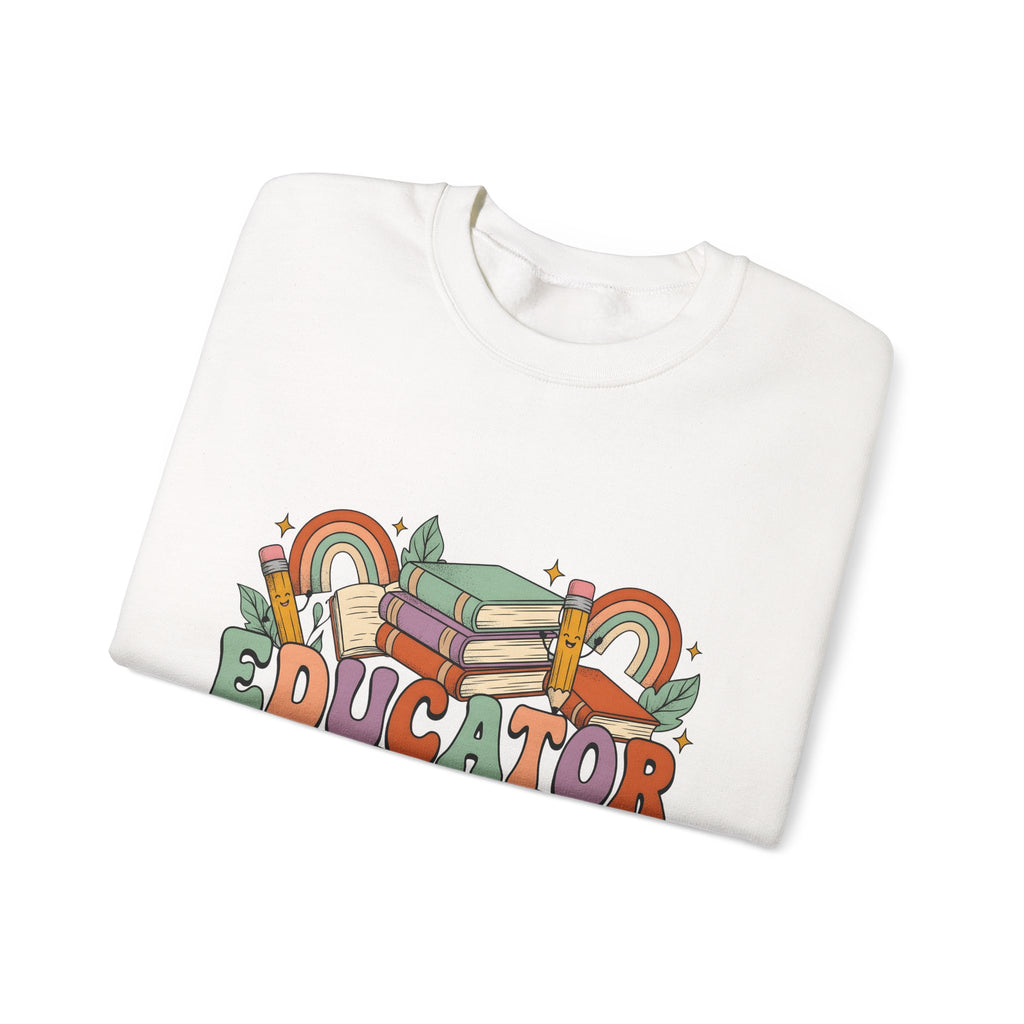 Books Pencils Sweatshirt Teacher School Gift Women Cartoon Sweatshirt Stationery Sweatshirt Educator Enthusiast Comic Sweatshirt Classroom Graphic Retro