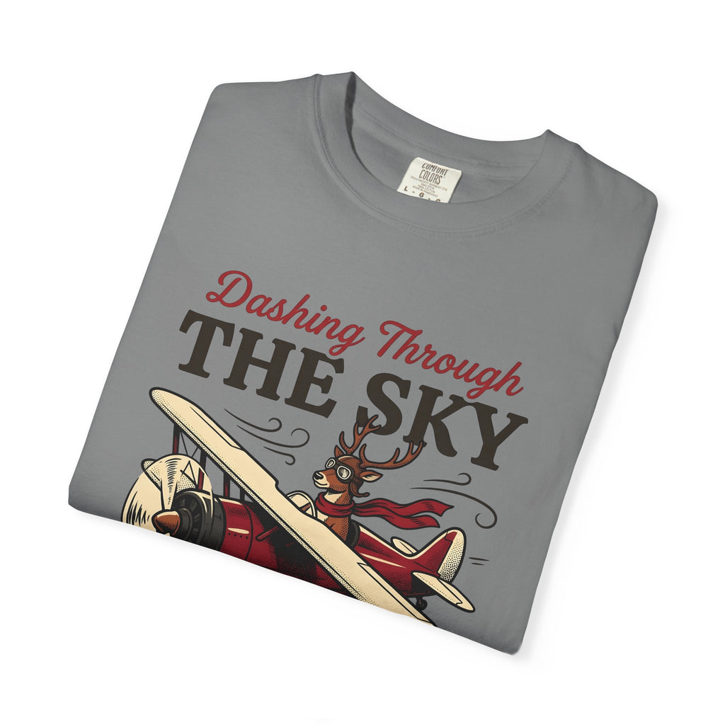 Deer Airplane T-Shirt Christmas Celebration Gift Women Rustic T-Shirt Fawn T-Shirt Noel Fan Vintage T-Shirt Party Graphic Classic Neckwear T-Shirt