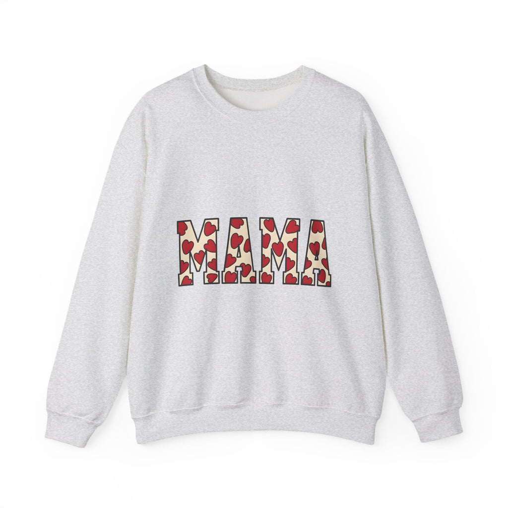 Heart Pattern Text Sweatshirt Moms Family Gift Women Bold Sweatshirt Typography Sweatshirt Motherhood Fan Graphic Sweatshirt Clan Graphic Retro Red Hearts