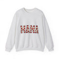 Heart Pattern Text Sweatshirt Moms Family Gift Women Bold Sweatshirt Typography Sweatshirt Motherhood Fan Graphic Sweatshirt Clan Graphic Retro Red Hearts