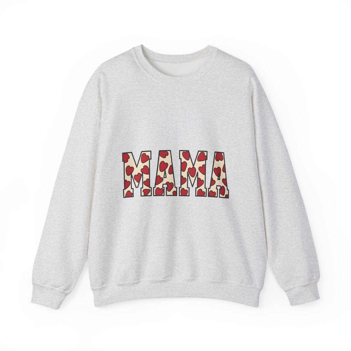 Heart Pattern Text Sweatshirt Moms Family Gift Women Bold Sweatshirt Typography Sweatshirt Motherhood Fan Graphic Sweatshirt Clan Graphic Retro Red Hearts