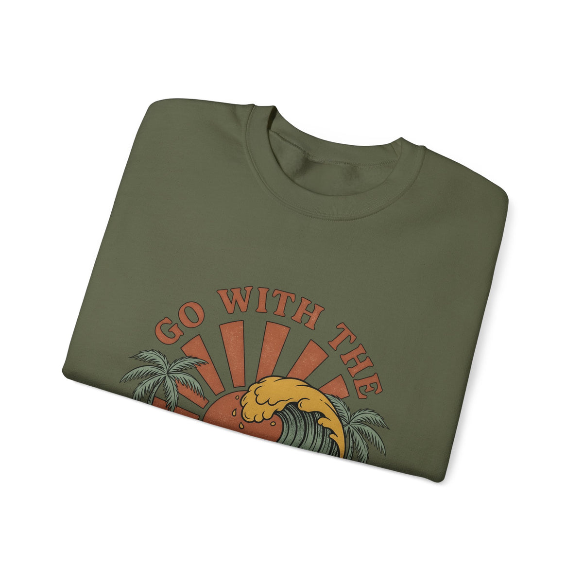 Sea Dusk Sweatshirt Beach Coastal Gift Women Hand Drawn Sweatshirt Sunset Sweatshirt Shore Fan Oceanic Sweatshirt Seaside Graphic Sketch Tropical Trees Sweatshirt
