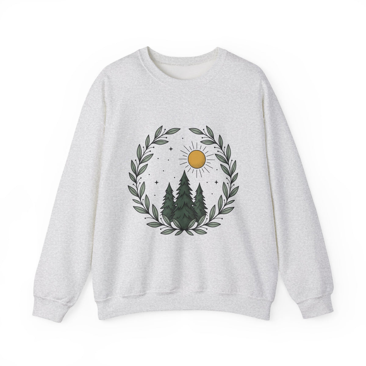 Fir Tree Sweatshirt Nature Wilderness Gift Women Leaf Sweatshirt Pine Sweatshirt Outdoors Enthusiast Foliage Sweatshirt Bush Graphic Outline Bright Sun Sweatshirt