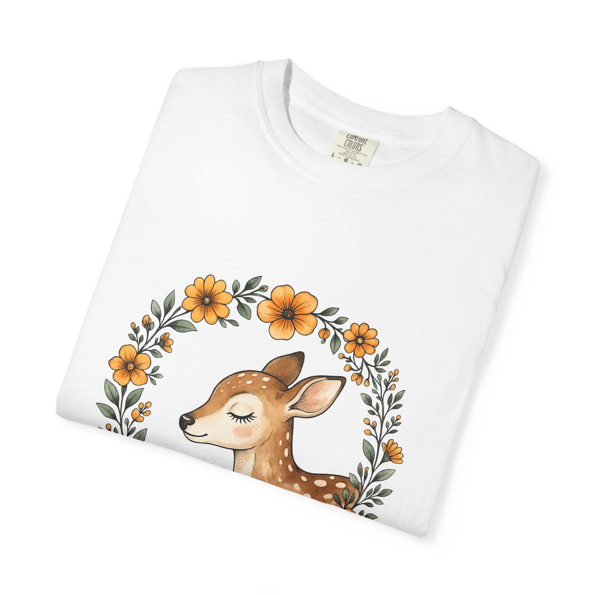 Fawn Boho Chic Forest Gift Sketch Deer Bohemian Fan Drawing Woods Pastel Flower Crown T-Shirt