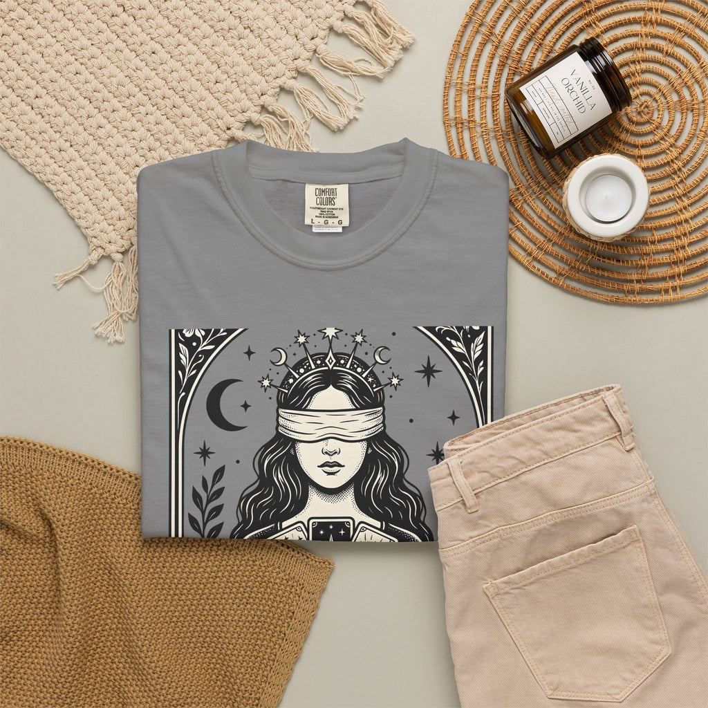 Tarot Card Reader T-Shirt Boho Chic Spiritual Gift Women Mystical T-Shirt Fortune Teller T-Shirt Bohemian Enthusiast Esoteric Graphic Spiritual