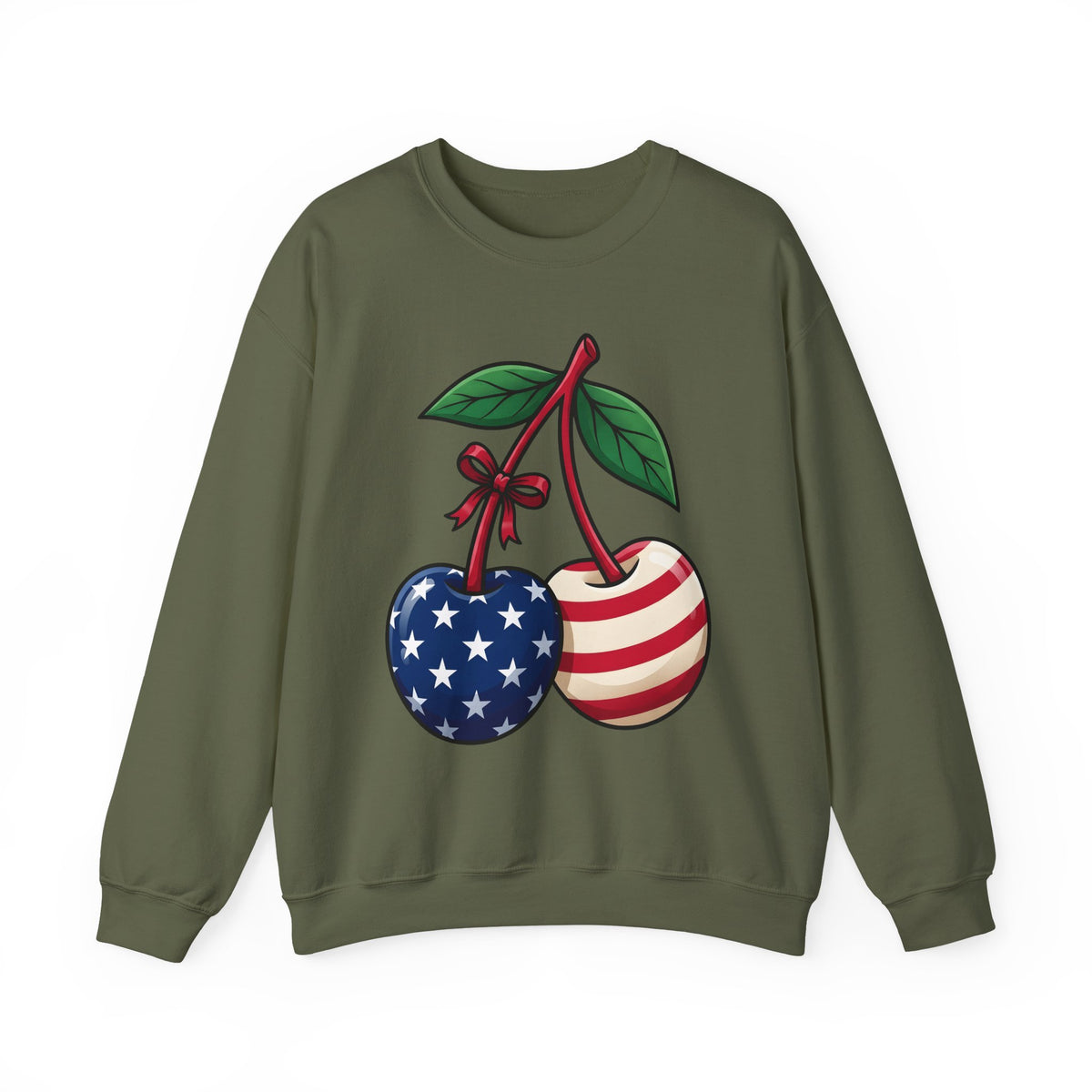 American Cherries 4Th Of July Beach Gift Comic Cherry Independence Day Fan Cartoon Coastal Sweatshirt