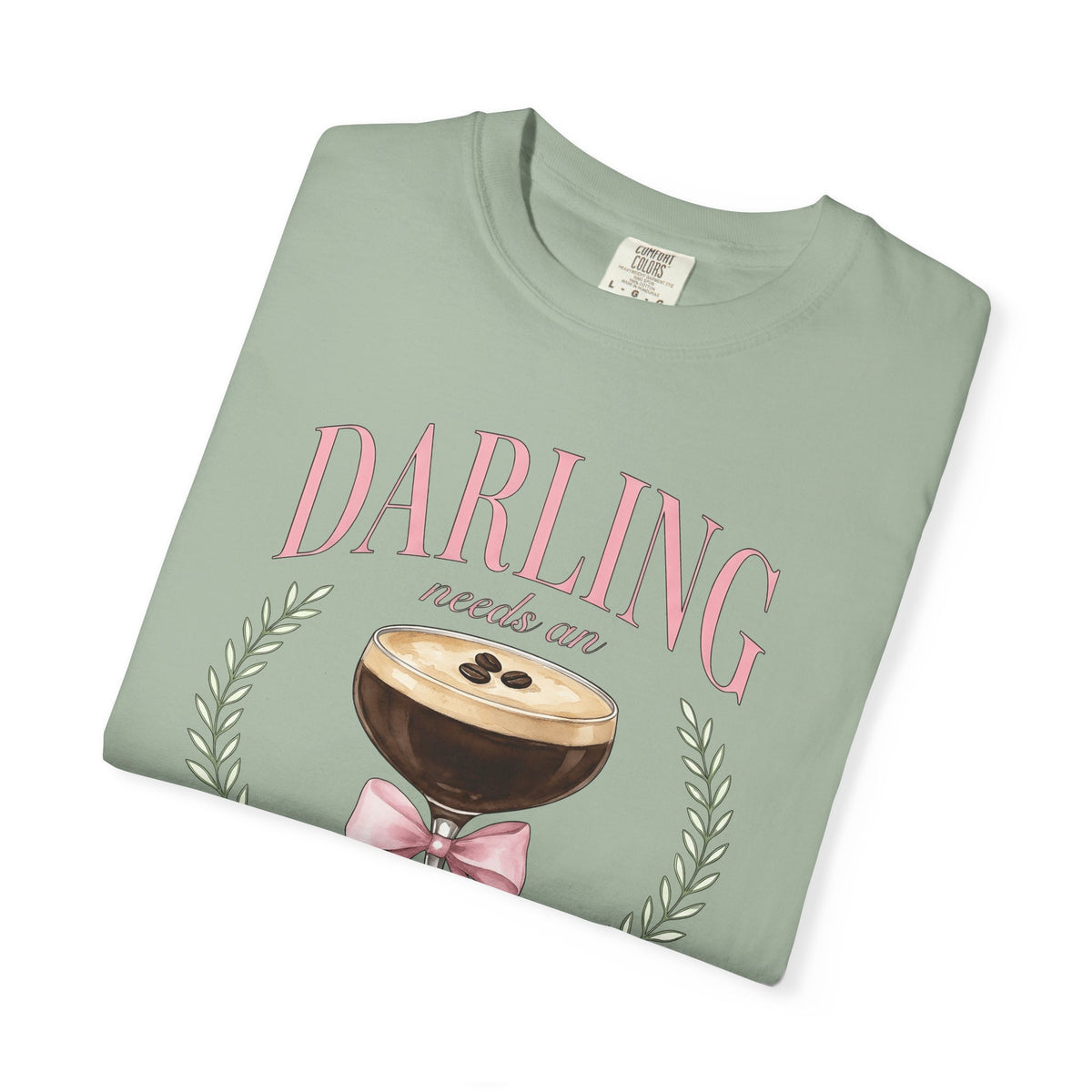 Espresso Martini T-Shirt Coffee Cocktail Gift Women Watercolor T-Shirt Martini T-Shirt Coffee Fan Cocktail Design T-Shirt Hand Drawn Pink Bow