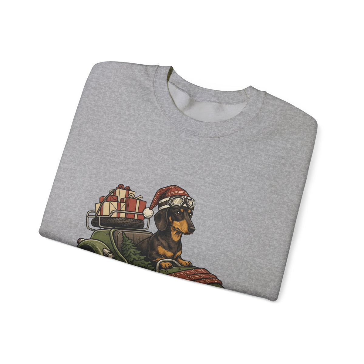 Wiener Dog Sweatshirt Christmas Creatures Gift Women Old School Sweatshirt Dachshund Sweatshirt Holiday Fan Retro Sweatshirt Animal Graphic Doodle Motorbike