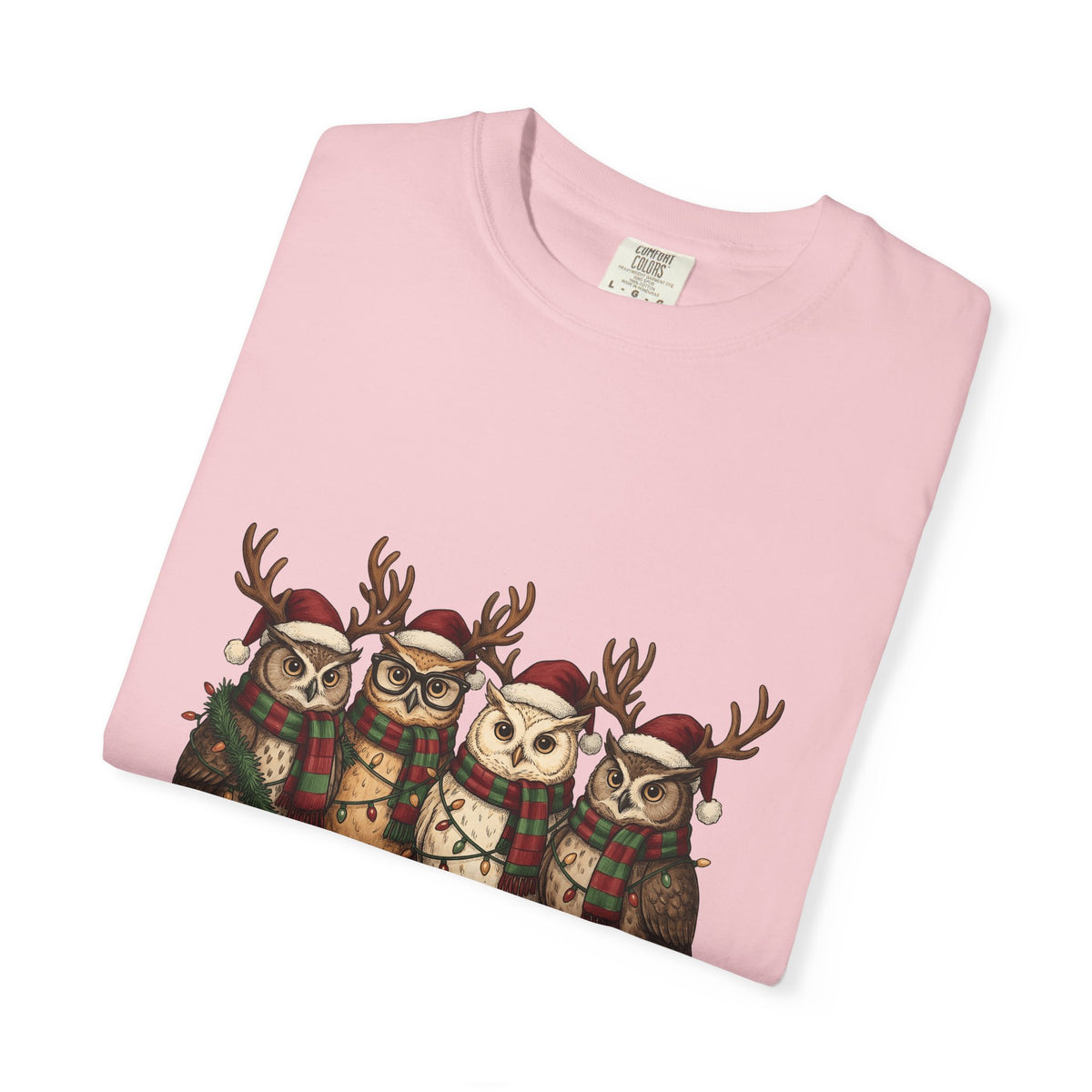 Owl Pack T-Shirt Christmas Pets Gift Women Line Art T-Shirt Owl T-Shirt Xmas Fan Owl Hoot Graphic Illustration Led Lights T-Shirt