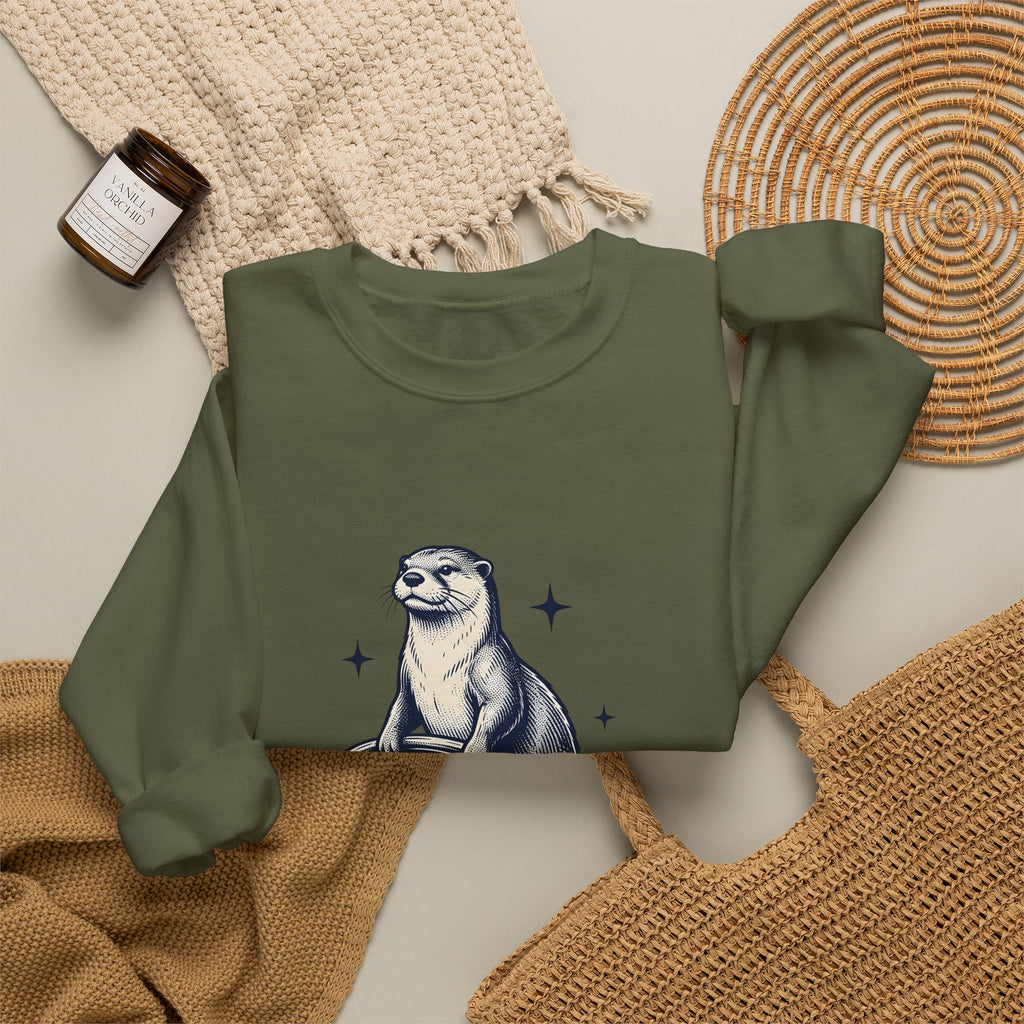Strong Otter Sweatshirt Funny Animal Gift Women Vintage Sweatshirt Otter Sweatshirt Humor Fan Retro Sweatshirt Wildlife Graphic Hand Drawn Stars Sweatshirt