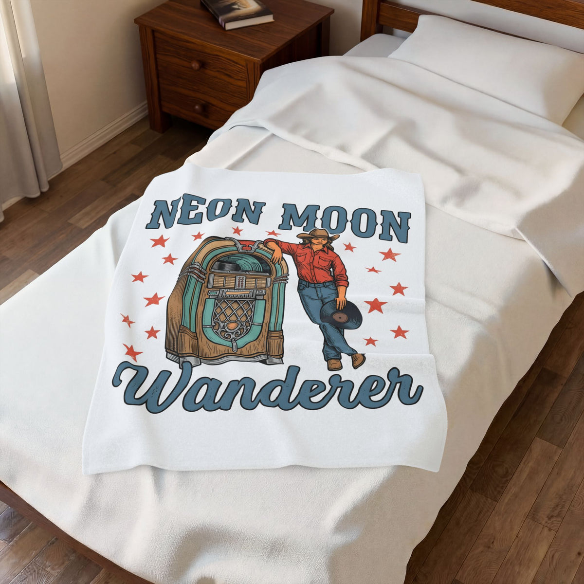 Western Jukebox Blanket Cowgirl Southern Gift Women Antique Blanket Jukebox Blanket Cowgirl Fan Vintage Blanket Dixie Graphic Old School Star