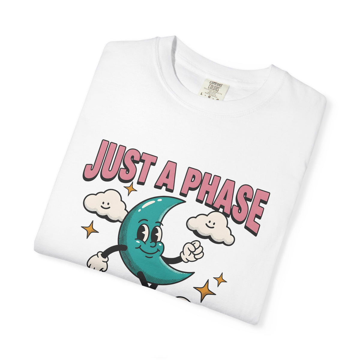 Moon Character Funny Stars Gift Hand Drawn Lunar Humor Fan Illustrated Celestial Sketch Cheerful T-Shirt