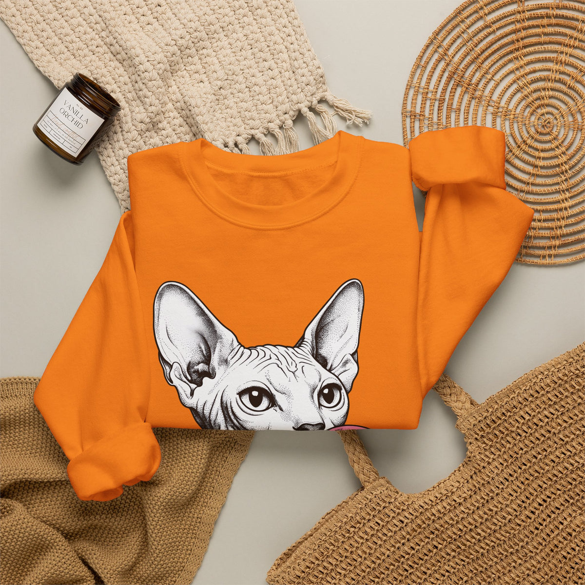 Sphynx Feline Sweatshirt Cat Pet Supplies Gift Women Neo Traditional Sweatshirt Cat Sweatshirt Cat Fan Faux Illustration Pet Accessories Graphic Clean