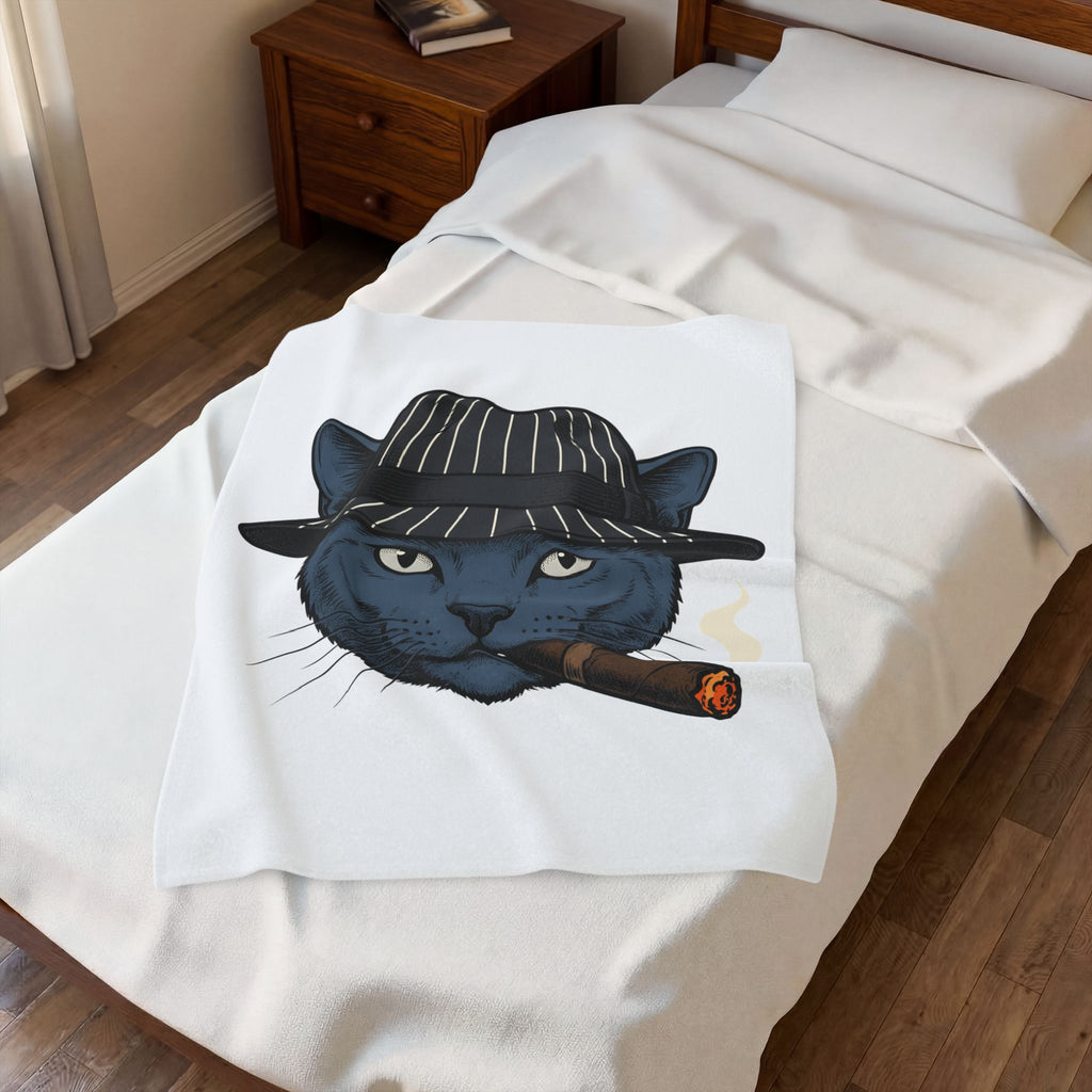 Cat Bonnet Blanket Cat Satire Gift Women Antique Blanket Headgear Blanket Feline Fan Vintage Blanket Parody Graphic Line Art Stogie Blanket