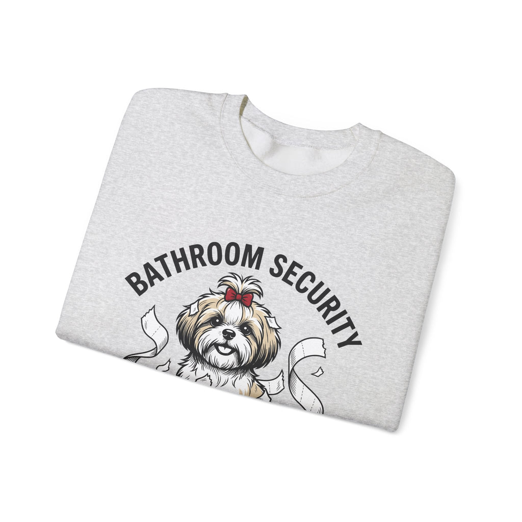 Shih Tzu Puppy Sweatshirt Dog Joke Gift Women Comic Sweatshirt Puppy Sweatshirt Dog Fan Cartoon Sweatshirt Humor Graphic Sketch Bathroom Paper Sweatshirt