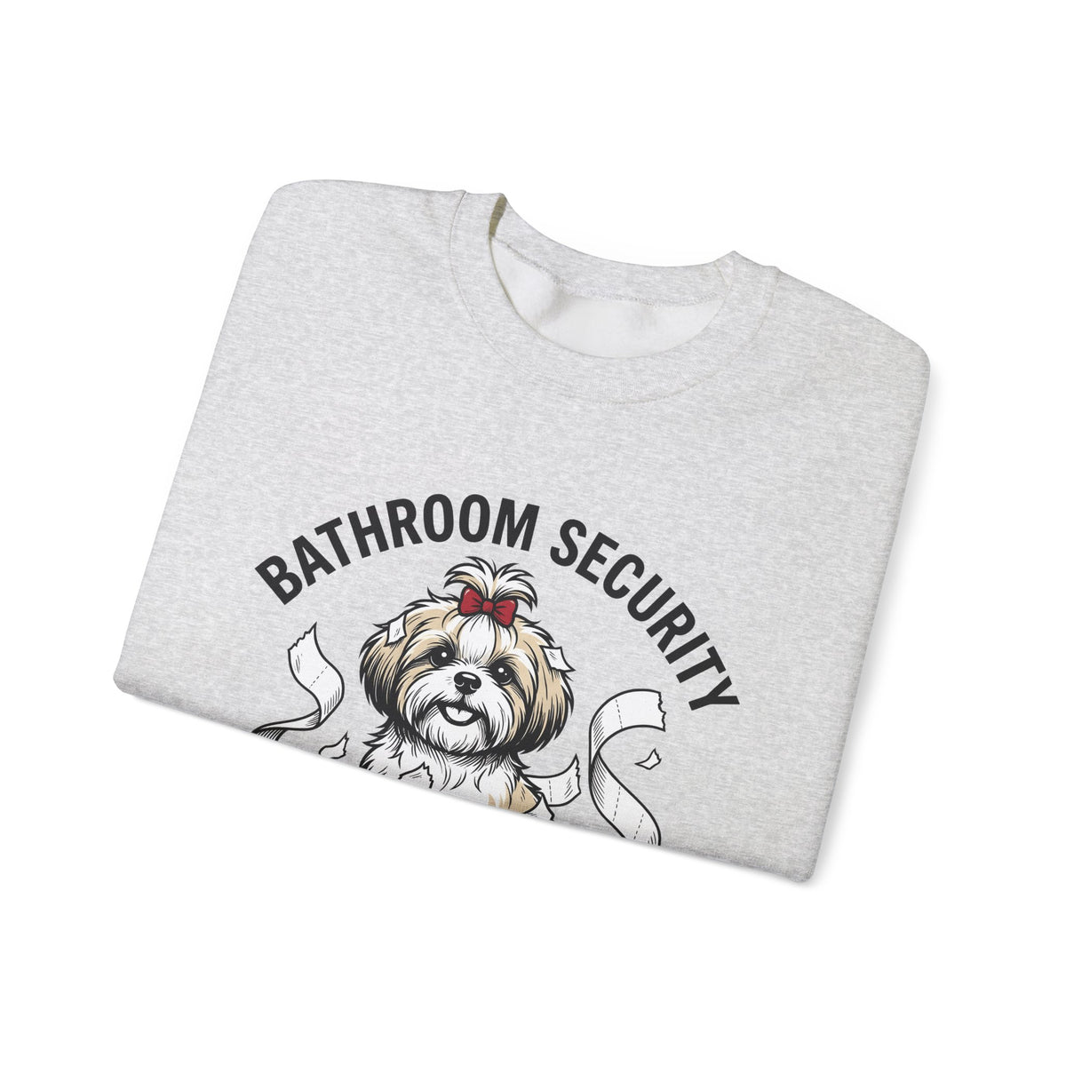 Shih Tzu Puppy Sweatshirt Dog Joke Gift Women Comic Sweatshirt Puppy Sweatshirt Dog Fan Cartoon Sweatshirt Humor Graphic Sketch Bathroom Paper Sweatshirt