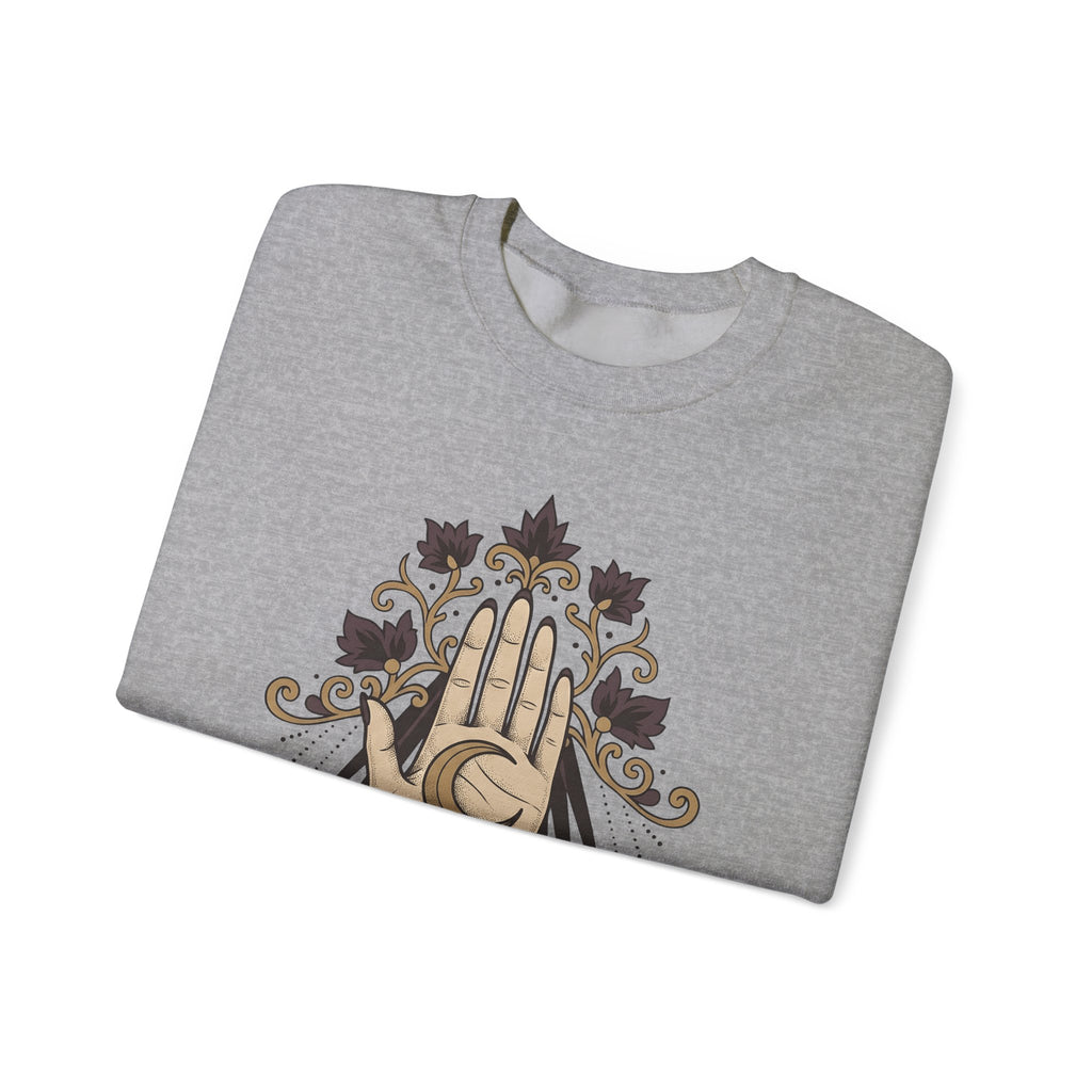 Magical Palm Sweatshirt Boho Chic Metaphysical Gift Women Bohemian Sweatshirt Palmistry Sweatshirt Boho Fan Hippie Sweatshirt Spiritual Graphic Retro Half Moon