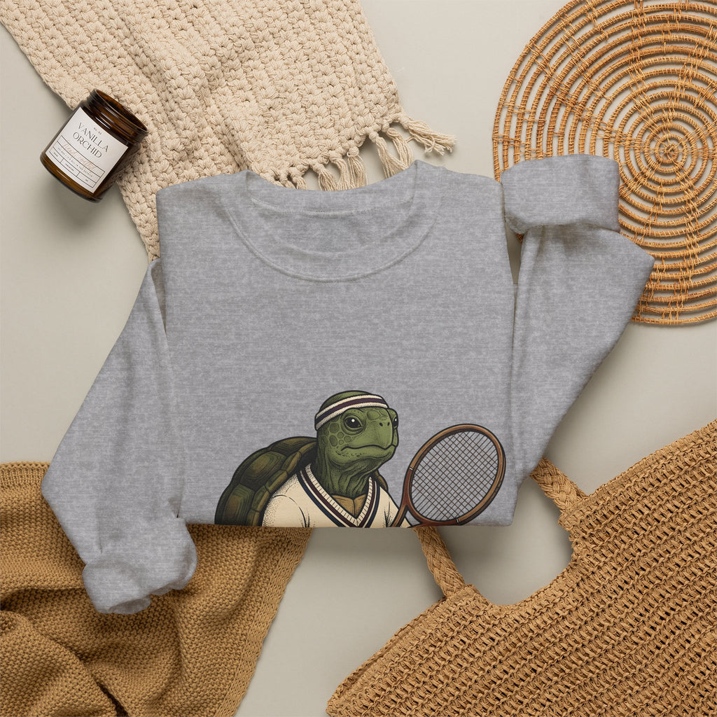 Turtle Tennis Sweatshirt Sports Animal Gift Women Vintage Sweatshirt Tennis Sweatshirt Athlete Fan Retro Sweatshirt Wildlife Graphic Hand Drawn Tennis Ball