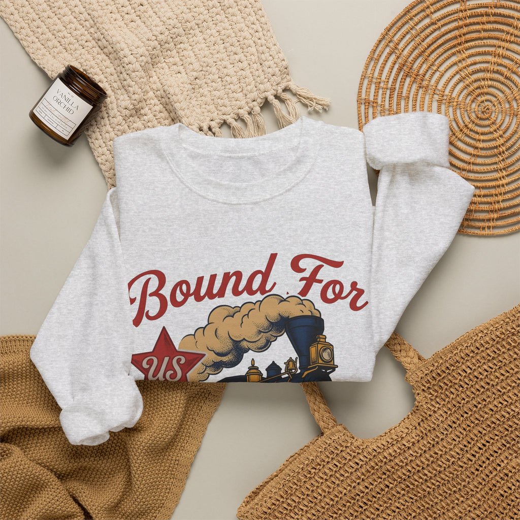 Locomotive Sweatshirt America Flag Gift Women Antique Sweatshirt Train Sweatshirt Patriot Fan Vintage Sweatshirt Banner Graphic Old School Spark Sweatshirt