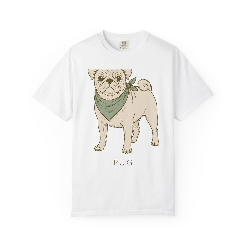 Pug Dog T-Shirt Dog Pets Gift Women Hand Drawn T-Shirt Puggle T-Shirt Dog Fan Mop Dog Graphic Pet Design Illustration Minimalist Bandana T-Shirt