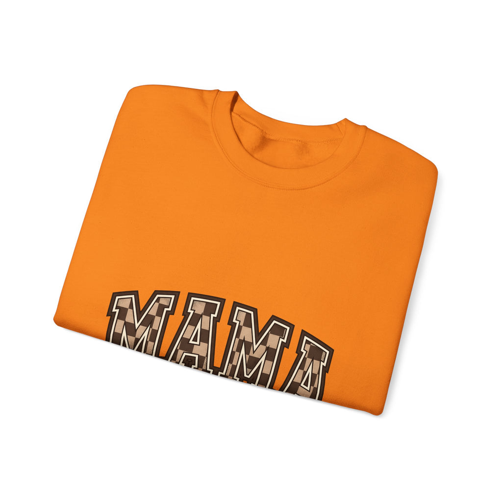 Checkered Varsity Letters Sweatshirt Mama Baby Gift Women Powerful Sweatshirt Varsity Jacket Sweatshirt Mom Fan Bold Sweatshirt Infant Graphic Old School Grid
