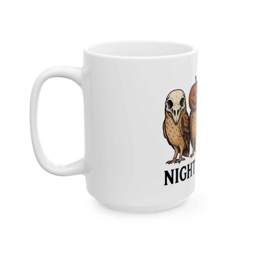Owl Halloween Fauna Gift Rustic Owl Horror Fan Hoot Wildlife Doodle Lantern Mug