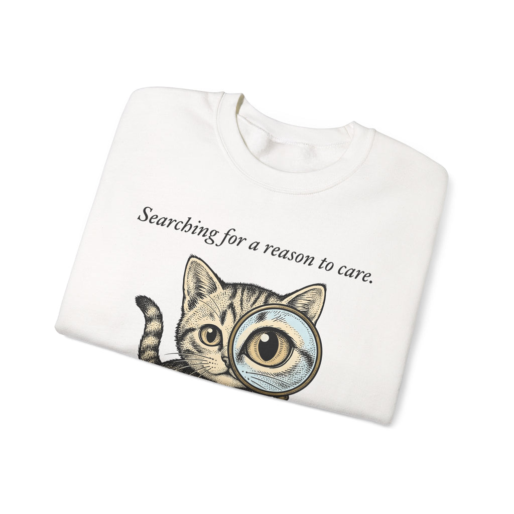 Tabby Cat Sweatshirt Cat Humor Gift Women Vintage Sweatshirt Kitty Sweatshirt Cat Fan Retro Sweatshirt Funny Graphic Hand Drawn Magnifying Glass Sweatshirt