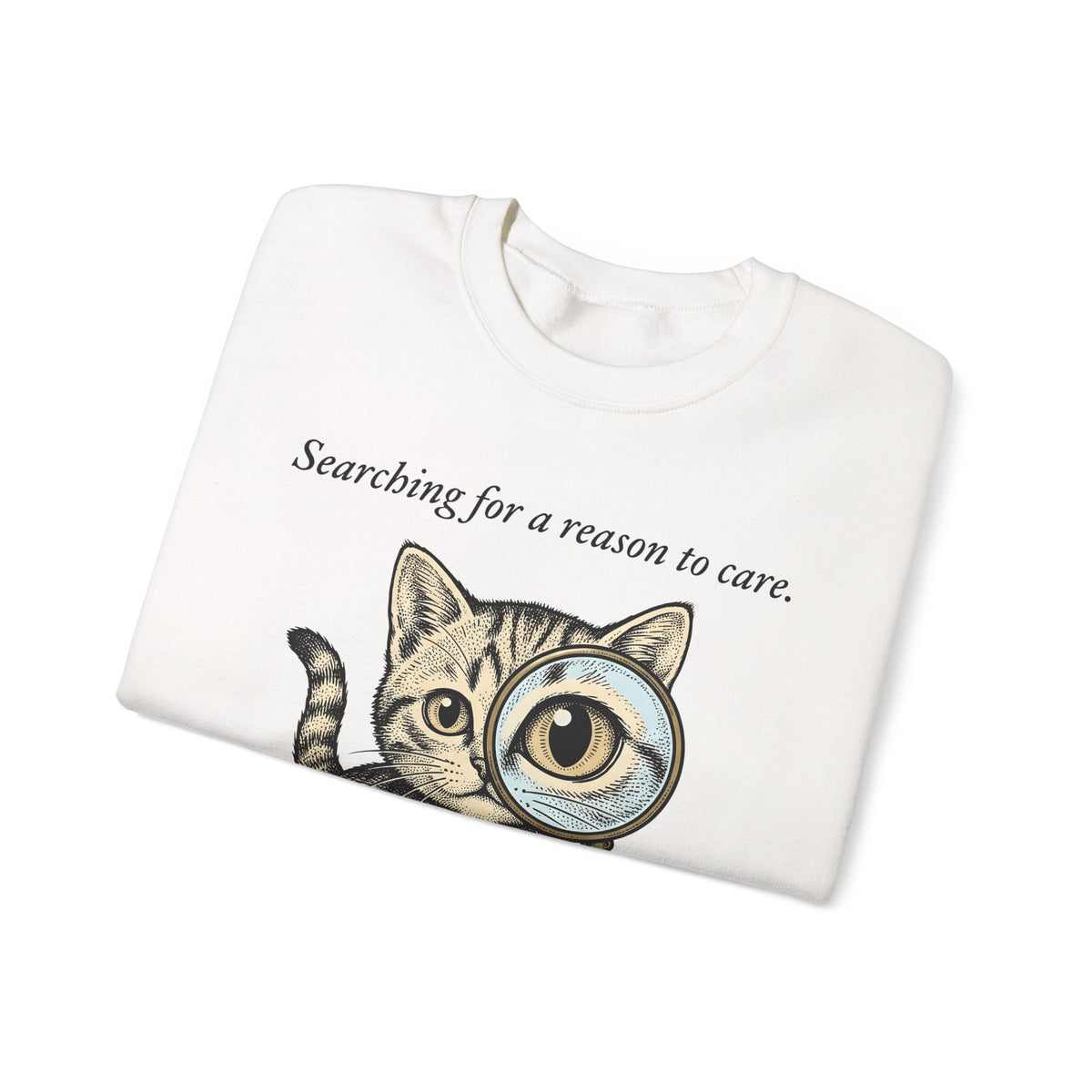 Tabby Cat Sweatshirt Cat Humor Gift Women Vintage Sweatshirt Kitty Sweatshirt Cat Fan Retro Sweatshirt Funny Graphic Hand Drawn Magnifying Glass Sweatshirt