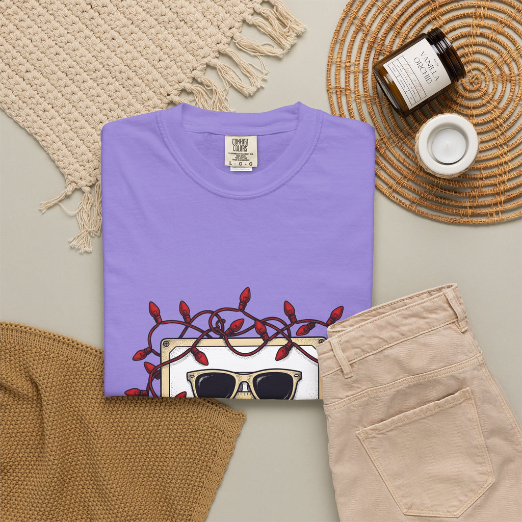 Cassette Tape T-Shirt Christmas Music Gift Women Retro T-Shirt Mixtape T-Shirt Xmas Fan Retro T-Shirt Melody Graphic Vintage Sunglasses T-Shirt