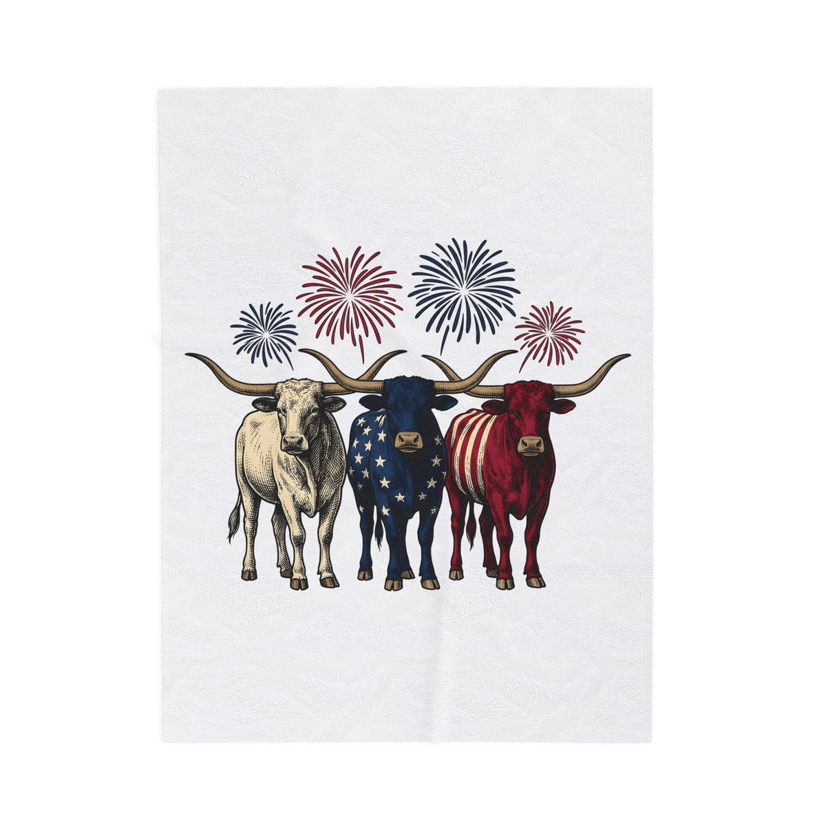American Longhorn Cattle Blanket 4th Of July Country Gift Women Retro Blanket Longhorns Blanket Independence Day Fan Vintage Blanket Rural Graphic