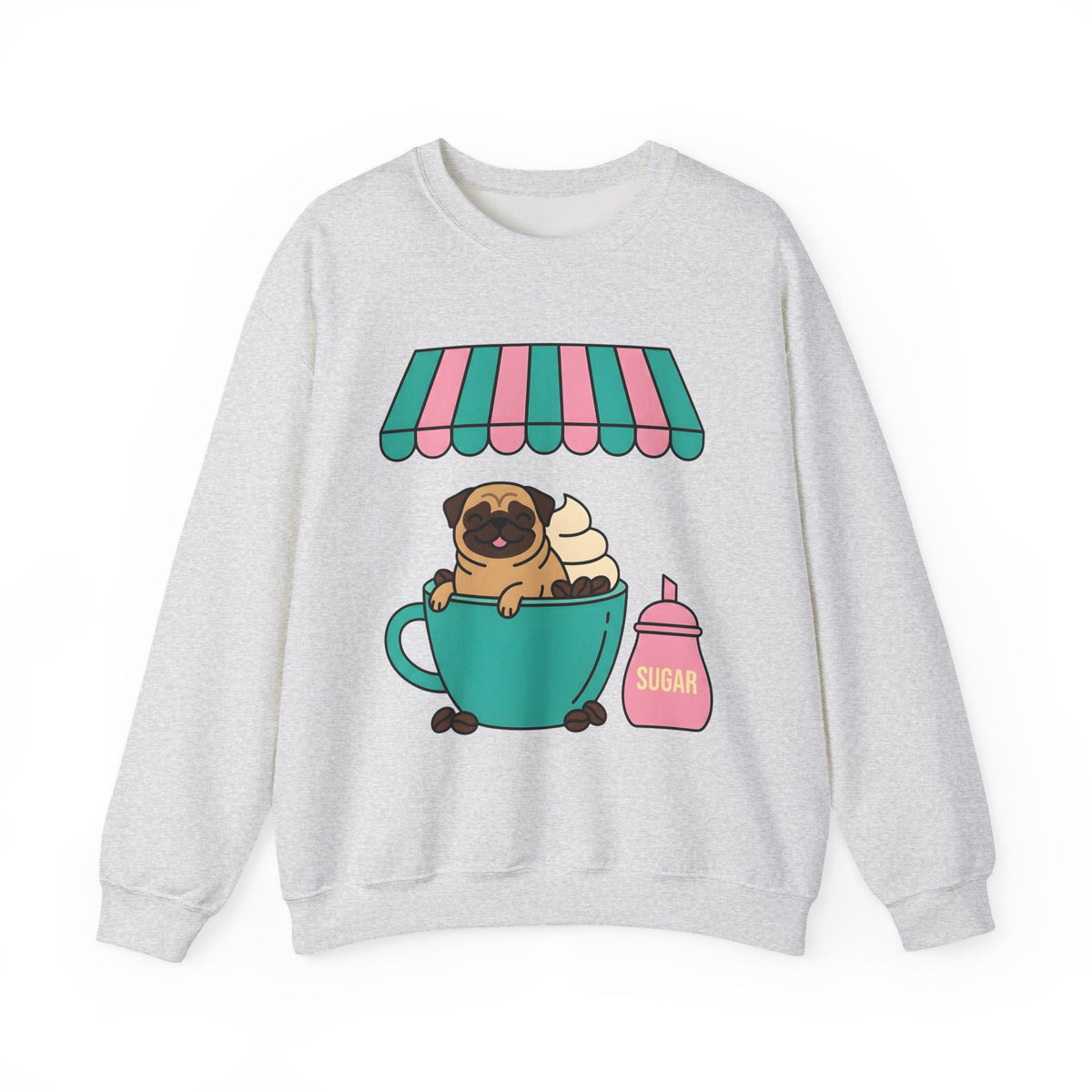 Pug Coffee Sweatshirt Sweatshirt Dog Java Gift Women Sweet Sweatshirt Coffee Sweatshirt Sweatshirt Dog Fan Coffee Sweatshirt Java Graphic Animation Bean Pile Sweatshirt