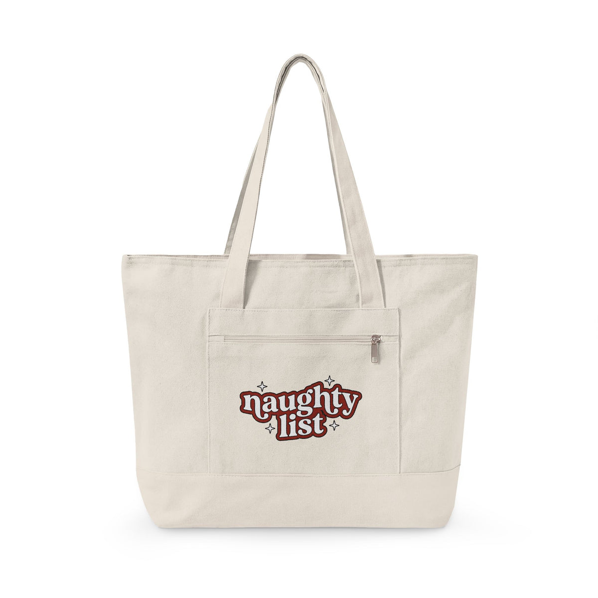 Festive Text Tote Bag Christmas Humor Gift Women Playful Tote Bag Typography Tote Bag Xmas Fan Funny Graphic Illustration Retro Stars Tote Bag