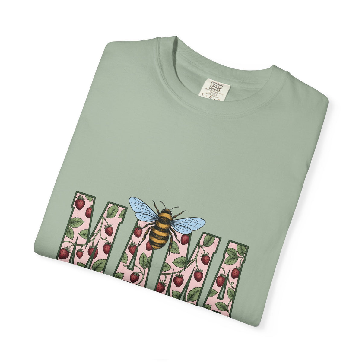 Honeybee Strawberry Art T-Shirt Moms Outdoors Gift Women Floral T-Shirt Bee T-Shirt Mom Fan Botanical T-Shirt Adventure Graphic Retro Foliage