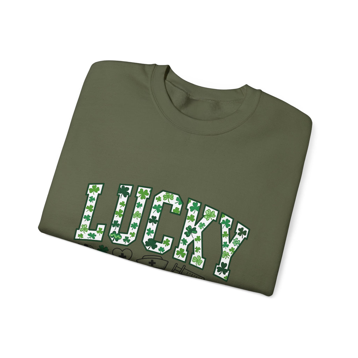 Clover Nurse Cap Sweatshirt Nurse Irish Celebration Gift Women Graphic Design Sweatshirt Nurse Hat Sweatshirt Nursing Enthusiast Nurse Uniform Sweatshirt St