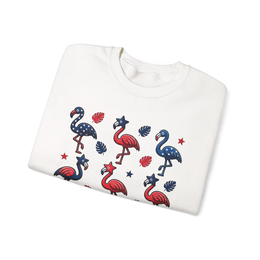 Flag Flamingo Sweatshirt 4th Of July Holiday Gift Women Cartoonish Sweatshirt Flamingo Sweatshirt Independence Day Fan Retro Sweatshirt Celebration Graphic Old