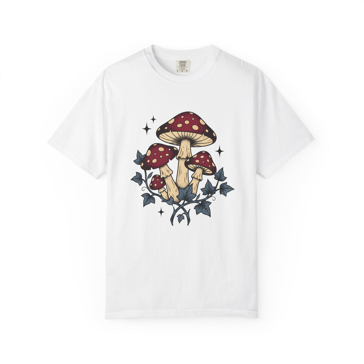 Toadstool Bunch T-Shirt Boho Chic Forest Gift Women Line Art T-Shirt Mushroom T-Shirt Bohemian Fan Minimalist T-Shirt Woods Graphic Rustic Creeper