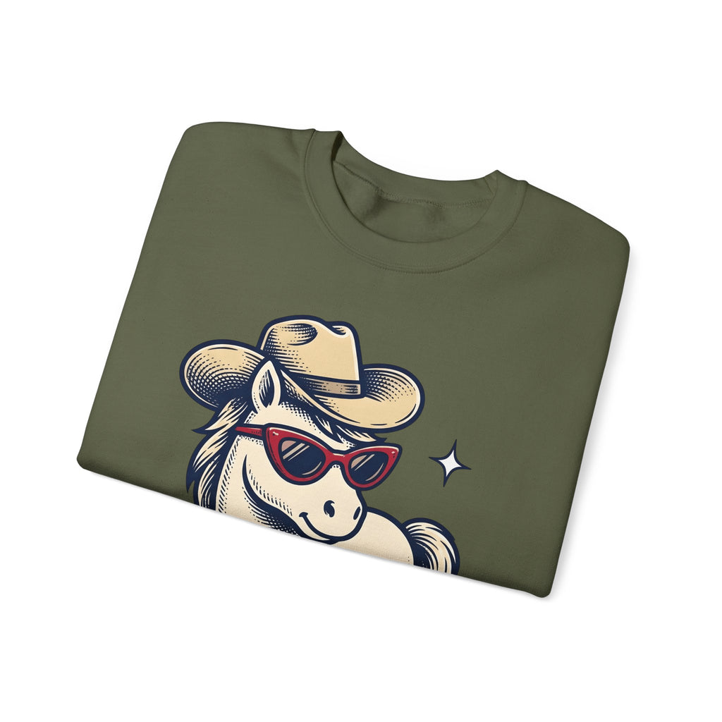 Horse Cowboy Hat Sweatshirt Cowgirl Cowboy Gift Women Classic Sweatshirt Equine Sweatshirt Rodeo Fan Western Sweatshirt Cowboy Graphic Line Art Eyeglasses