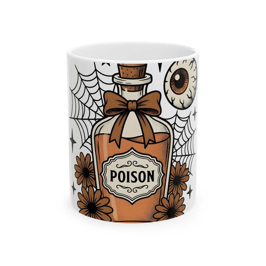 Toxin Flask Mug Halloween Horror Gift Women Rustic Mug Poison Bottle Mug Horror Fan Scary Graphic Mug Cartoon Eyeball Mug