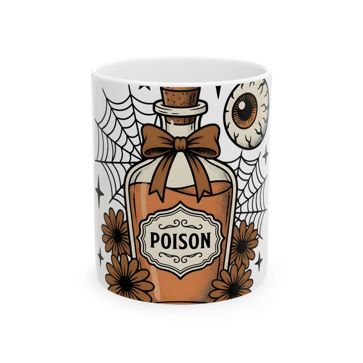 Toxin Flask Mug Halloween Horror Gift Women Rustic Mug Poison Bottle Mug Horror Fan Scary Graphic Mug Cartoon Eyeball Mug