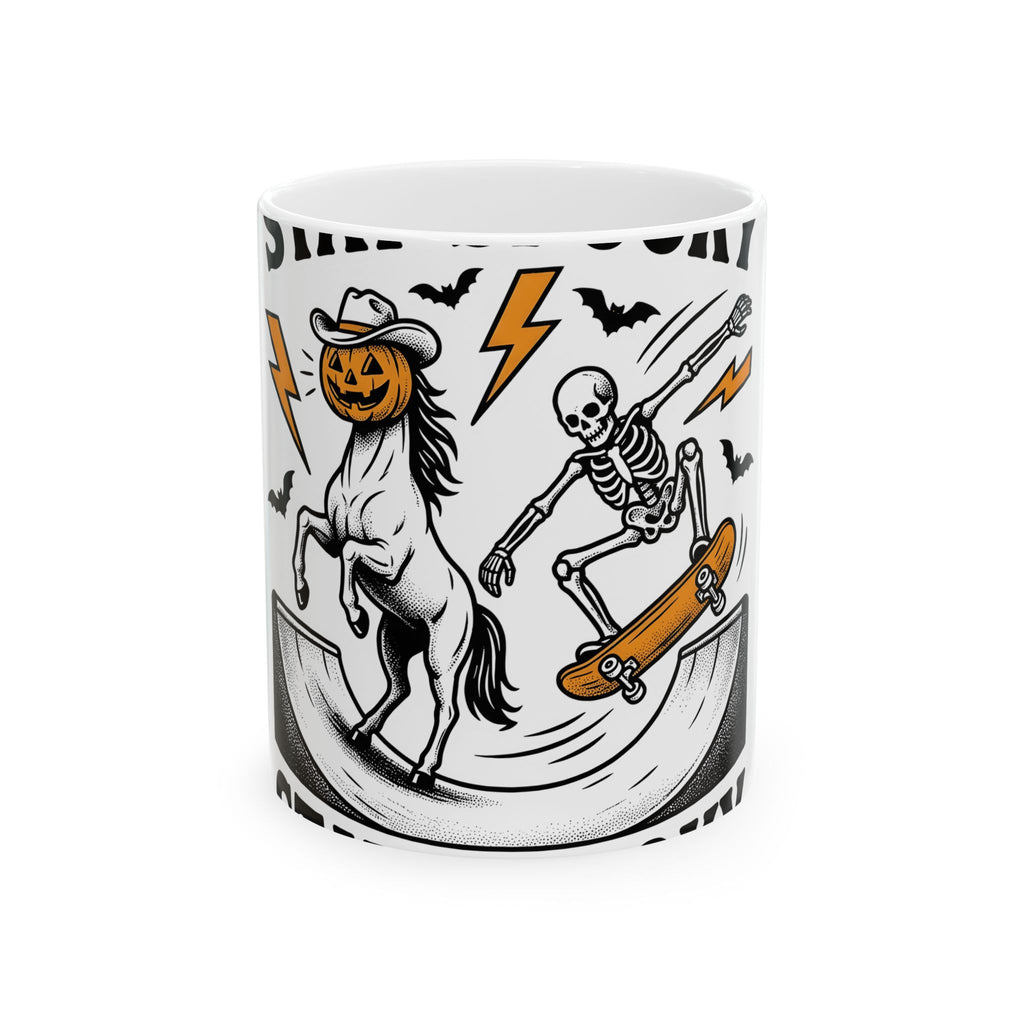 Pumpkin Horse Face Mug Halloween Macabre Gift Women Nostalgic Mug Gourd Mug Horror Fan Spooky Mug Dark Graphic