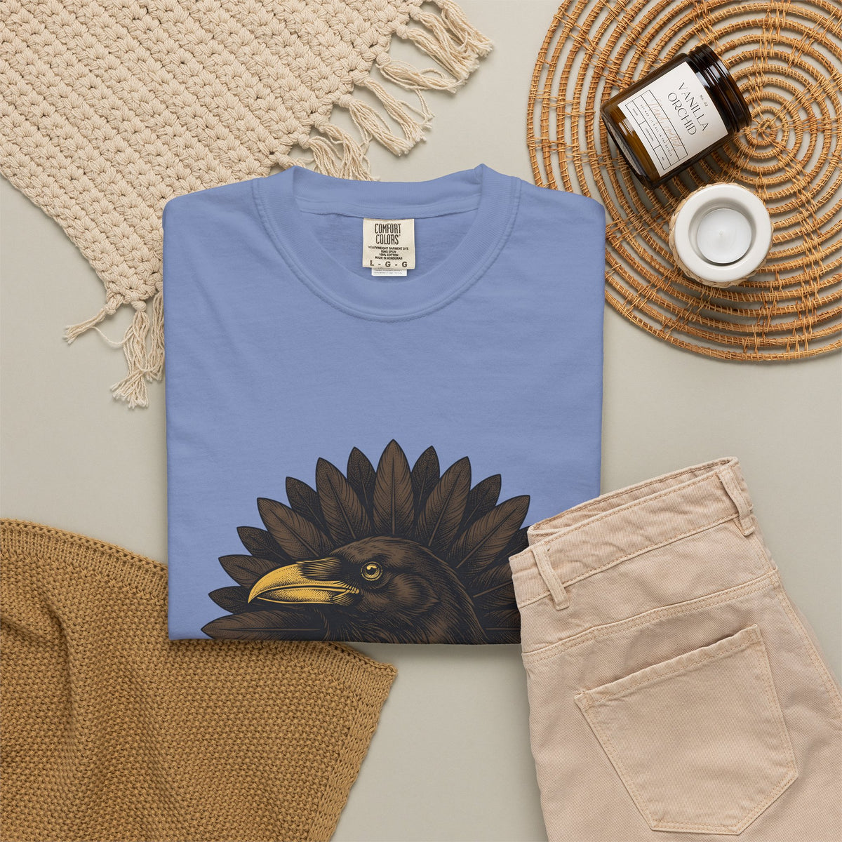 Corvid Flower T-Shirt Boho Chic Paranormal Gift Women Tribal T-Shirt Crow T-Shirt Bohemian Fan Ethnic T-Shirt Occult Graphic Antique Wing T-Shirt