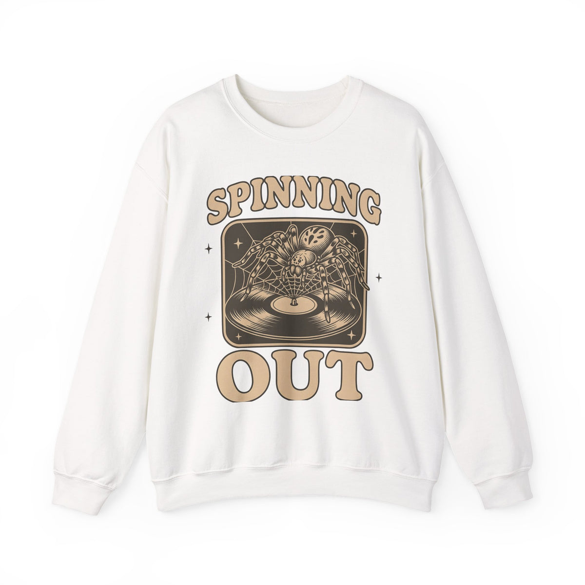 Arachnid Record Player Sweatshirt Halloween Gear Gift Women Throwback Sweatshirt Vinyl Player Sweatshirt Horror Fan Retro Sweatshirt Equipment Graphic Classic