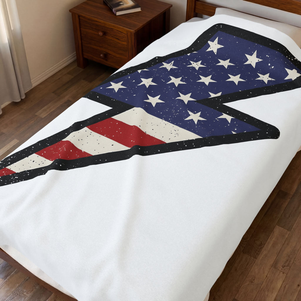 Electric Bolt Blanket 4th Of July Freedom Gift Women Rustic Blanket Lightning Blanket Independence Fan Vintage Blanket Liberty Graphic Nostalgic