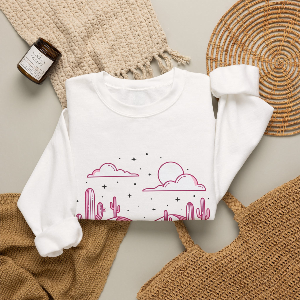 Desert Plant Desert Wilderness Gift Modern Cactus Desert Fan Succulent Wilderness Line Sweatshirt