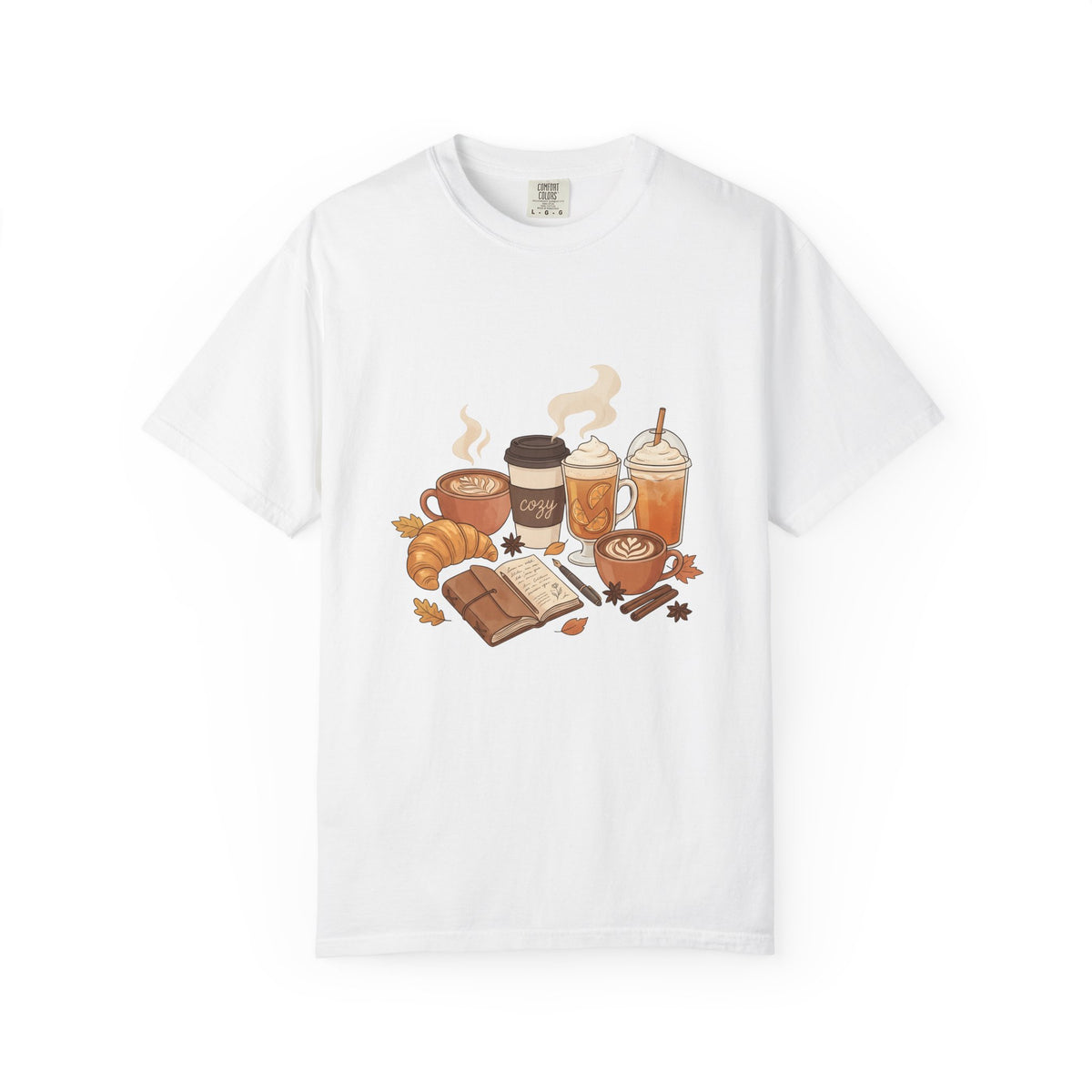 Espresso Drinks T-Shirt Coffee Harvest Gift Women Cartoon T-Shirt Coffee T-Shirt Coffee Fan Illustrated Graphic Autumn Design Line Art Baked Goods