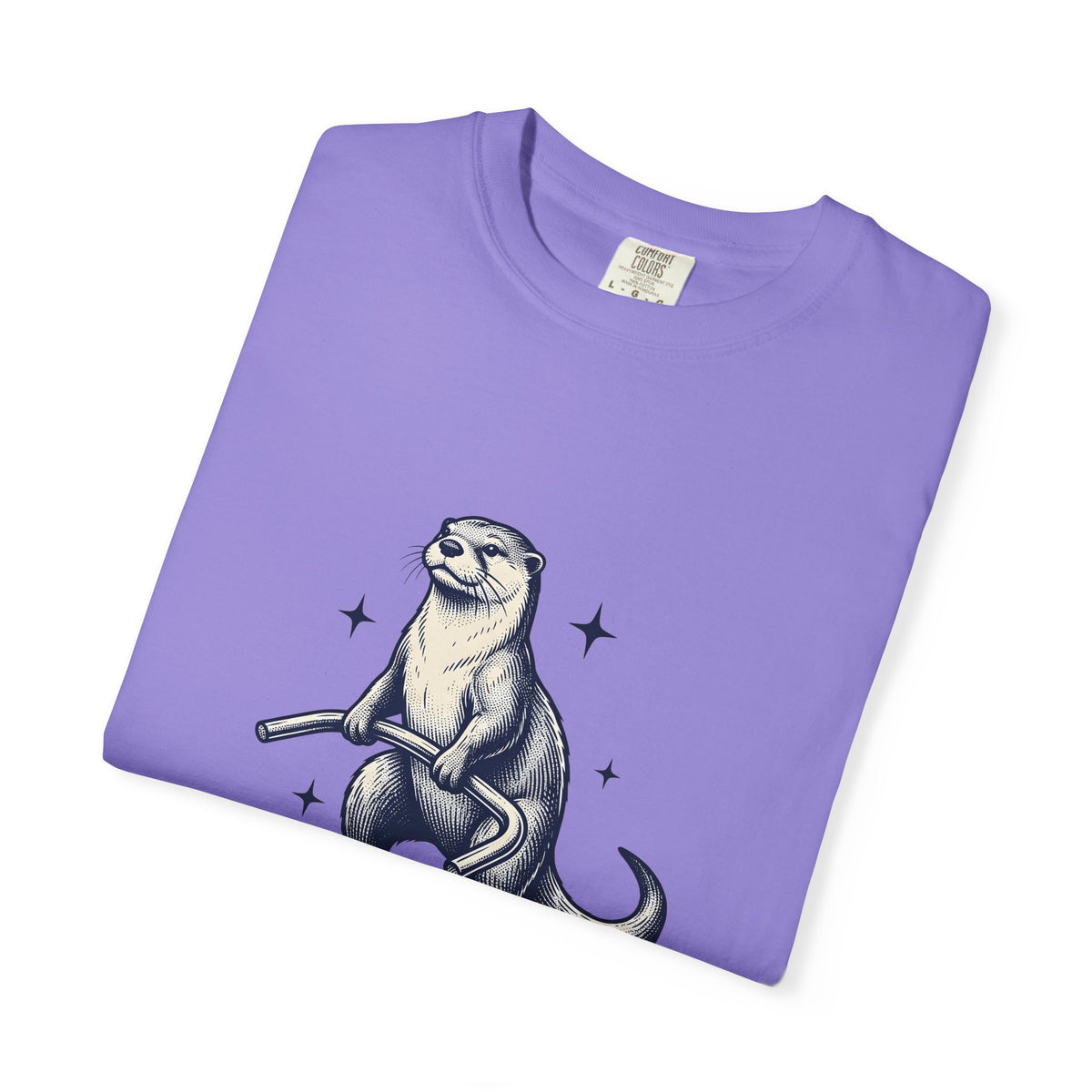 Strong Otter T-Shirt Funny Animal Gift Women Vintage T-Shirt Otter T-Shirt Humor Fan Retro T-Shirt Wildlife Graphic Hand Drawn Stars T-Shirt