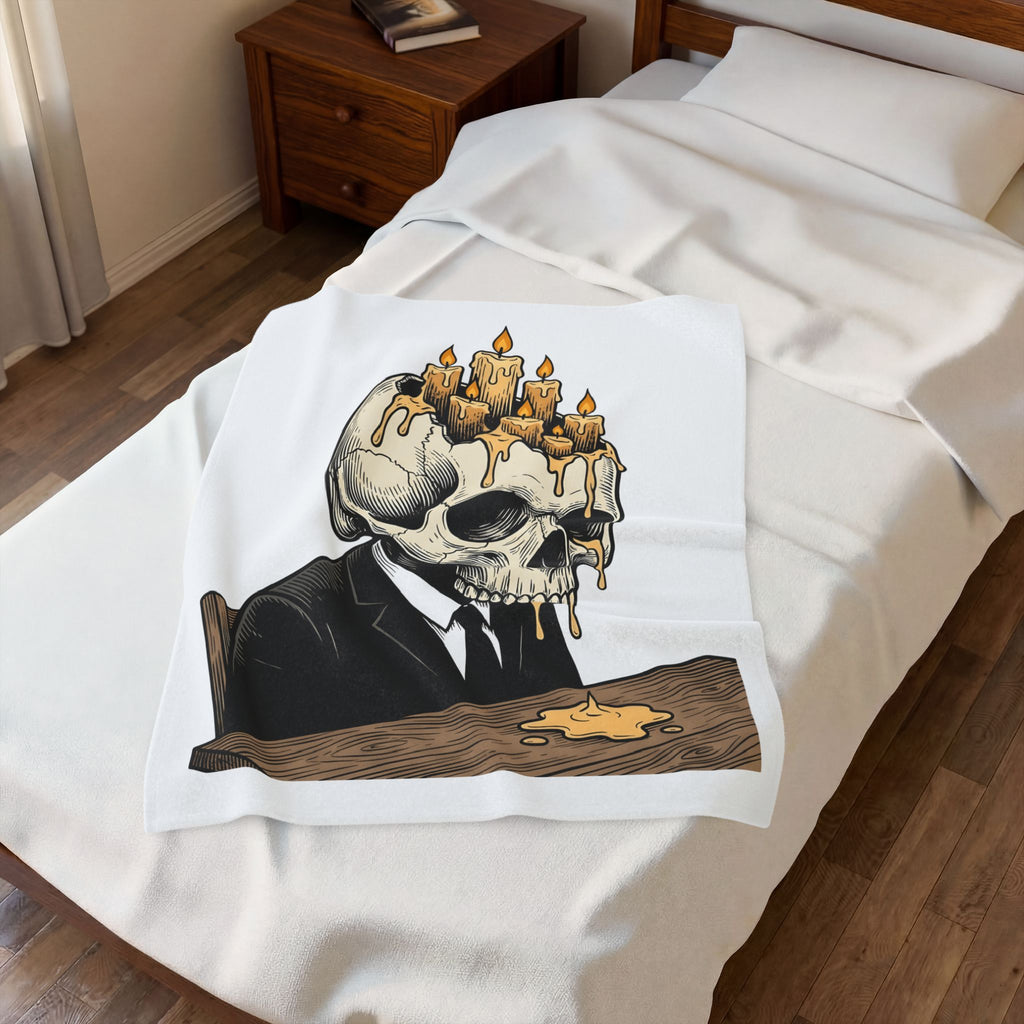 Skull Candles Blanket Gothic Halloween Gift Women Gothic Blanket Candle Blanket Dark Fan Cthulhu Graphic Spooky Blanket Vintage Wax Blanket